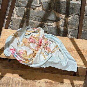 Hermès Pale Blue Pink "Brides De Gala" 90cm Silk Square Scarf